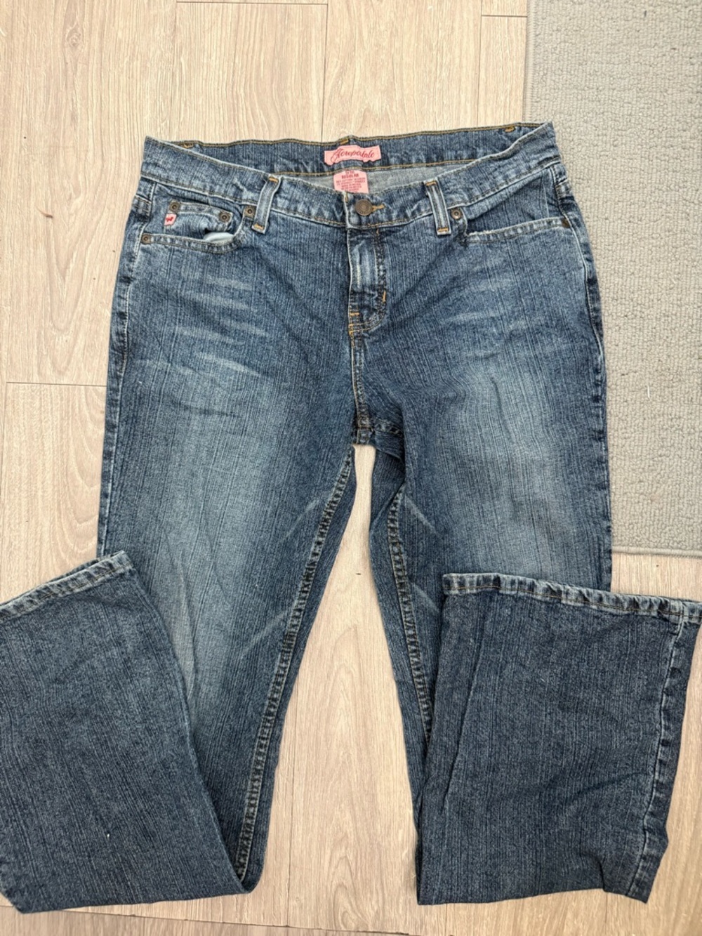 Aeropostale Women's Boot Cut Jeans - Medium Blue Wash Low Rise